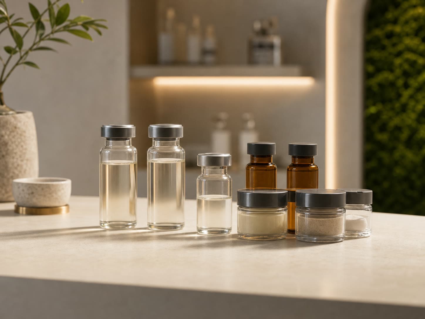 Regenerative aesthetic vials and refined RINOVA treatment-room materials.
