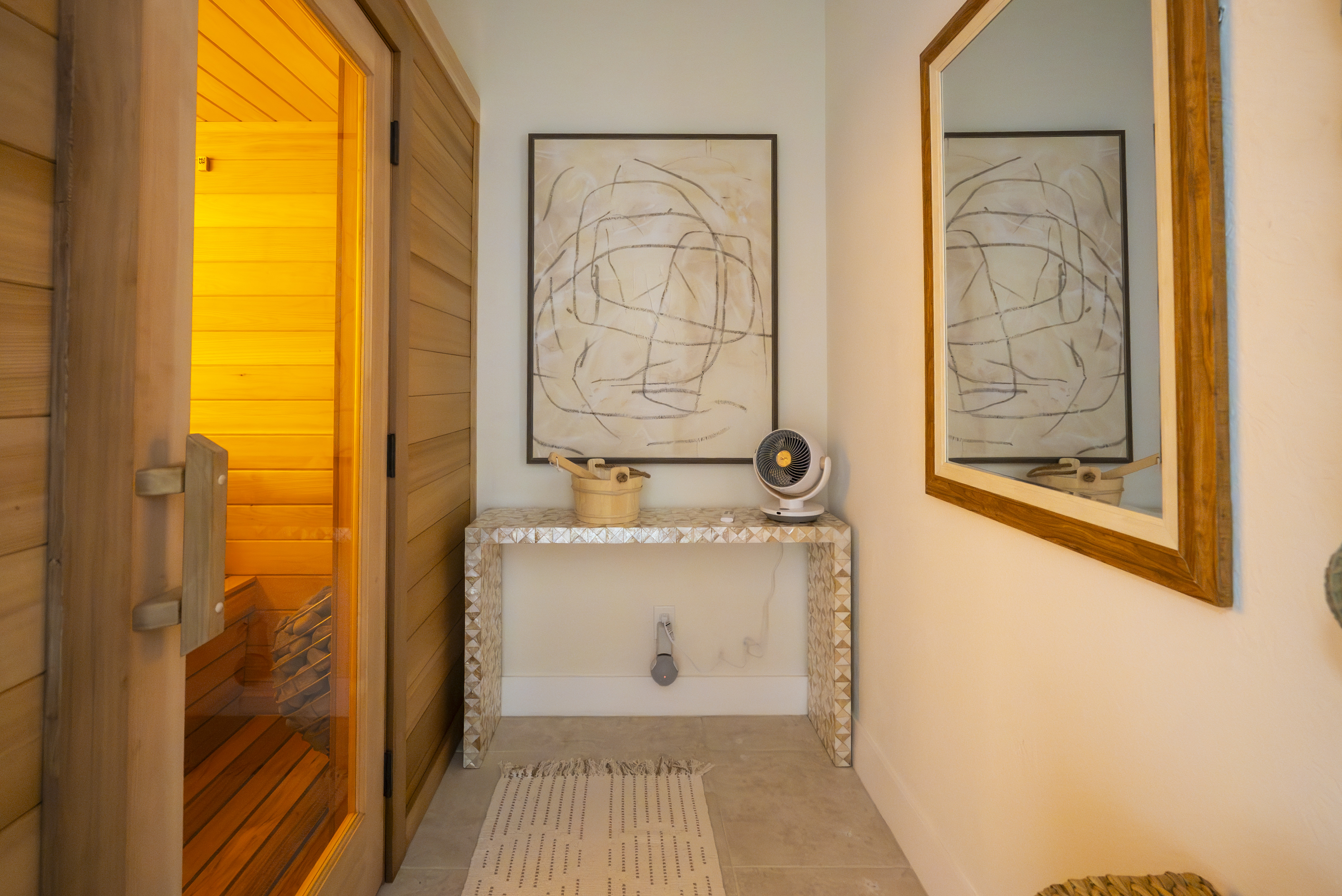 Open Finnish sauna at RINOVA Longevity in Palm Beach Gardens
