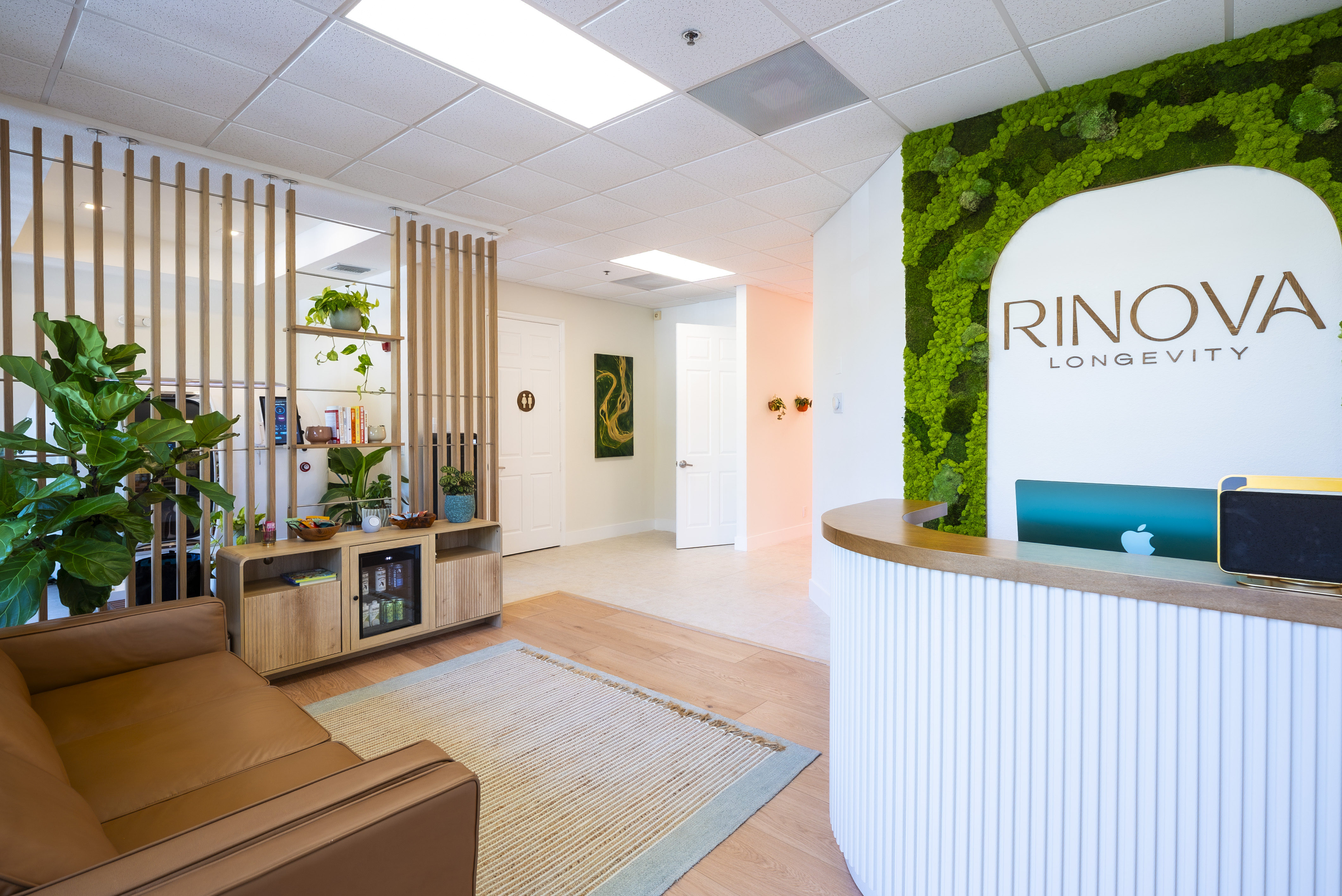 Reception area at RINOVA Longevity in Palm Beach Gardens